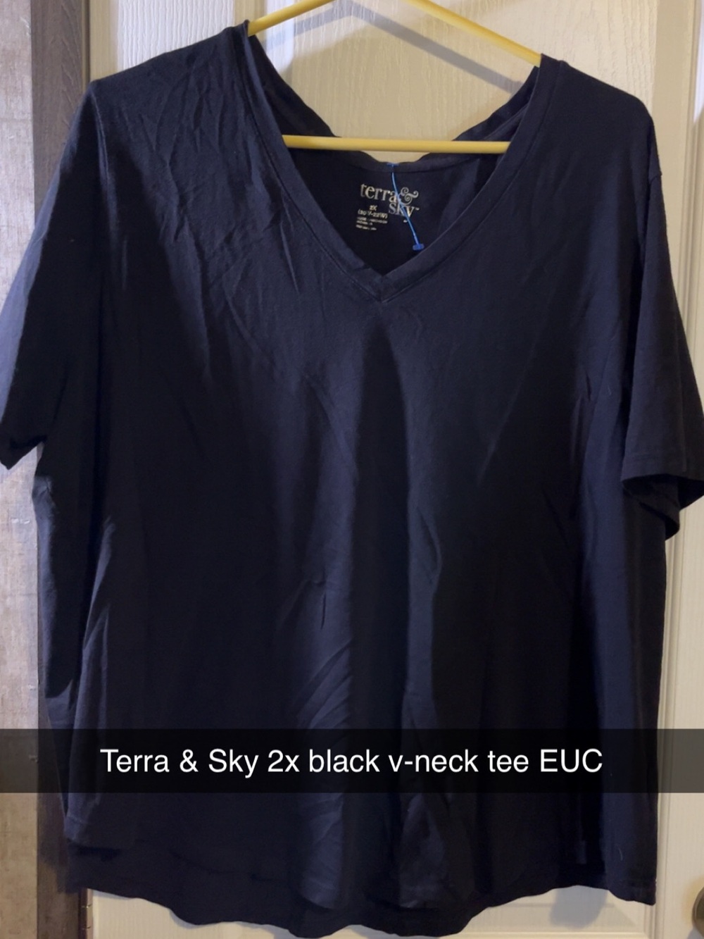Terra & Sky Black V-Neck T-Shirt